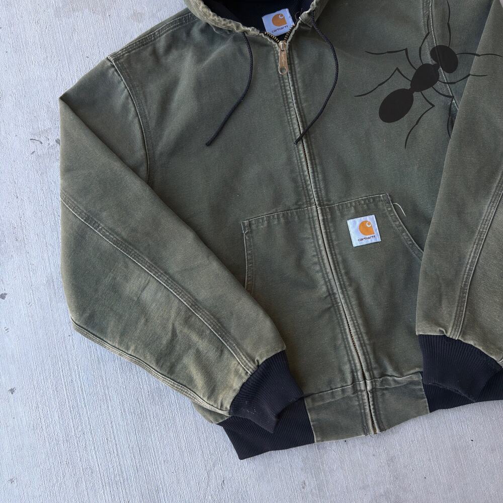 Vintage Carhartt green hooded active work wear jacket - Picture 2 of 8